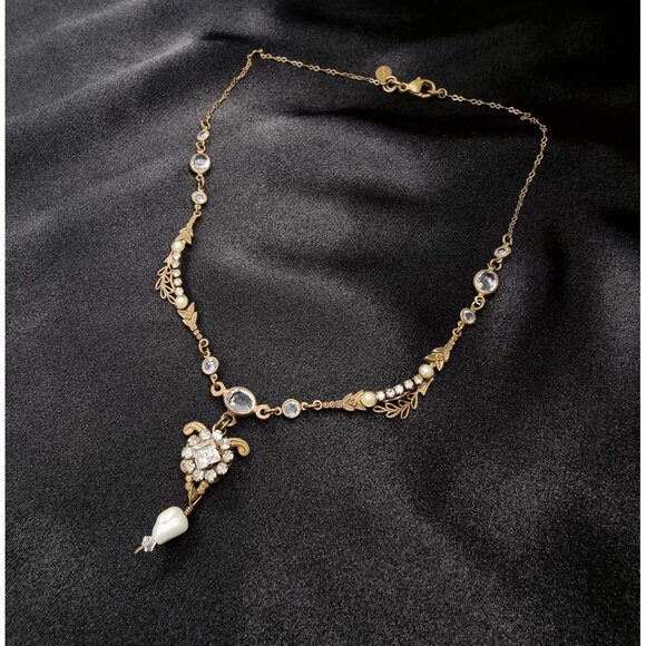 Rare Find SORRELLI Gold-Tone Necklace W/ Crystal Accents - Picture 2 of 7